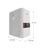 Dimension diagram of Coway P-160AL All-in-One Undersink Water Purifier showing its compact size: 9.25 inches (Width), 16.5 inches (Height), and 13.75 inches (Depth).
