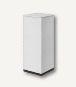 Angled studio shot of the white Coway Noble Air 2 (AP-2023K) air purifier on a light background, showcasing its sleek, minimalist architectural tower design and subtle LED indicator.