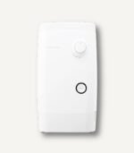 Front-facing high-resolution view of the white Coway BB-14A BASH Water Softener with a sleek, minimalist design and intuitive control dial on a neutral background.