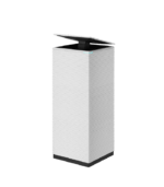 Angled front view of the white Coway Noble Air 2 (AP-2023K) air purifier on a transparent background, showcasing its signature architectural tower design and elevated pop-up top lid.