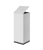 Angled view of the white Coway Noble Air 2 (AP-2023K) air purifier on a transparent background, highlighting its open top pop-up vent and elegant architectural tower design.
