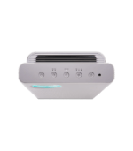 Top view of Coway AP-1018F air purifier control panel featuring touch buttons for power, mode selection, light control, and smart particle sensor.