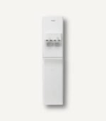 Full front view of the Coway Slim Cold Hot Water Purifier (CHP-5710L) in white, isolated on a clean background.