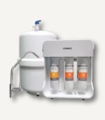 Coway P-09CL Large-Capacity Undersink Water Purifier system components, including a 3-stage filter set, storage tank, and dedicated faucet.