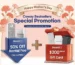 Coway USA May Family Month Promotion banner celebrating Mother's Day (Apr 28 - May 27, 2026). Features a floral background with gift boxes, offering "Benefit 1: 50% Off Rental Fee for 4 months" and "Benefit 2: $200 Value Gift Card" for best-selling water and air purifiers.