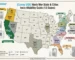 Map of Coway USA rental and sales service areas across 13 states including California, Texas, New York, and New Jersey, highlighting water purifier, air purifier, bidet, and water softener availability.