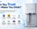 Coway water purifier featured alongside official safety certifications, including NSF International, WQA (Water Quality Association), KC, and ISO 9001/14001 quality standards.